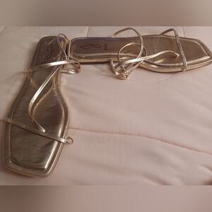 Joie 10 Gold Strappy Sandals Flats Shoes Glory